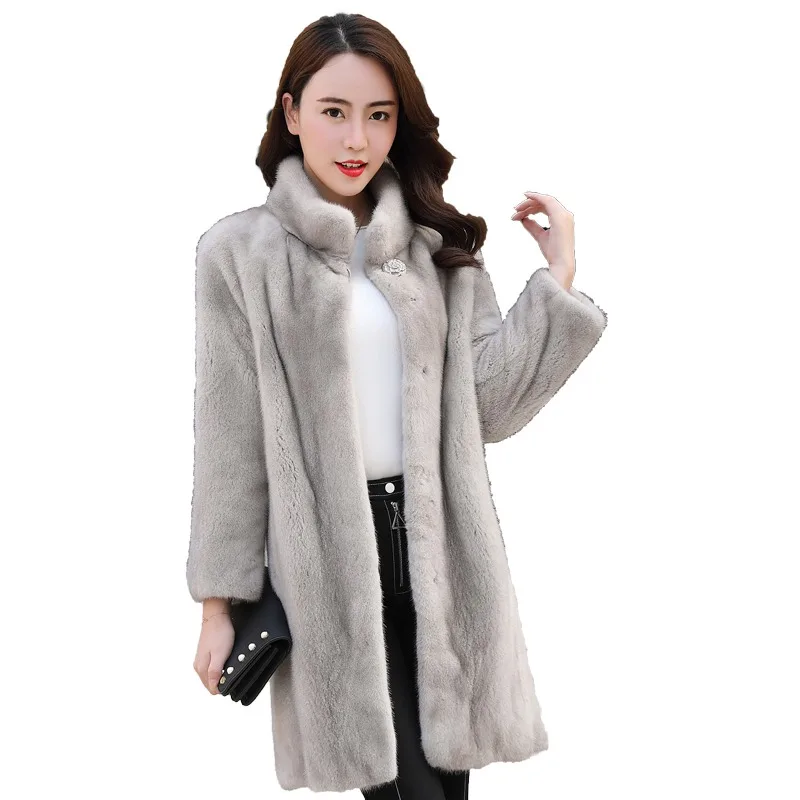 90 см Подлинная оптовая продажа норковая шуба зимняя женская верхняя одежда LF2220 |