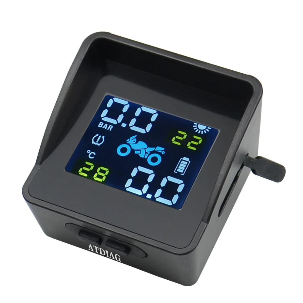 2020 USB Solar TPMS  Motorcycle  Charging Motor Tire Pressure Tyre Temperature Monitoring Alarm System with 2 External Sensors
