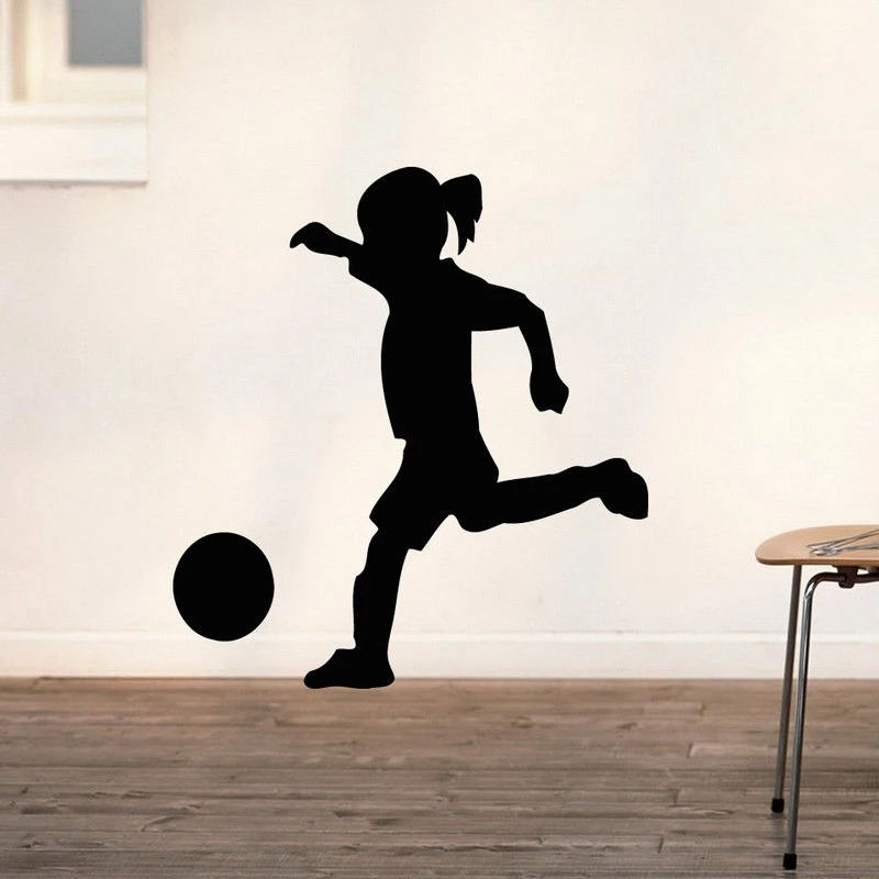 Football Girl Sticker Kid Sports Soccer Decal Kid Posters Vinyl Wall Decals Pegatina Quadro Parede Decor Mural Football Sticker