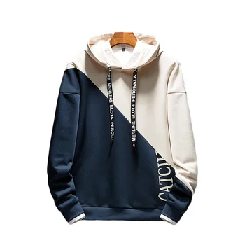 

Mens Hoodies Autumn Winter Men's sweatshirt Hooded Long Sleeved Patchwork Streetwear Hoodie Stitching Color Tops