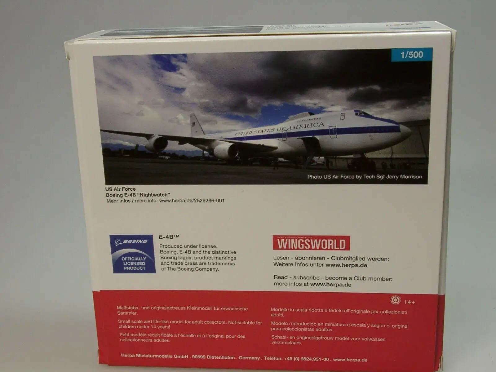 Herpa BoeingE-4B Nightwatch Advanced Airborne Command Post 55-го крыла 1st ACCS 0787 1/500 литье под давлением модель самолета