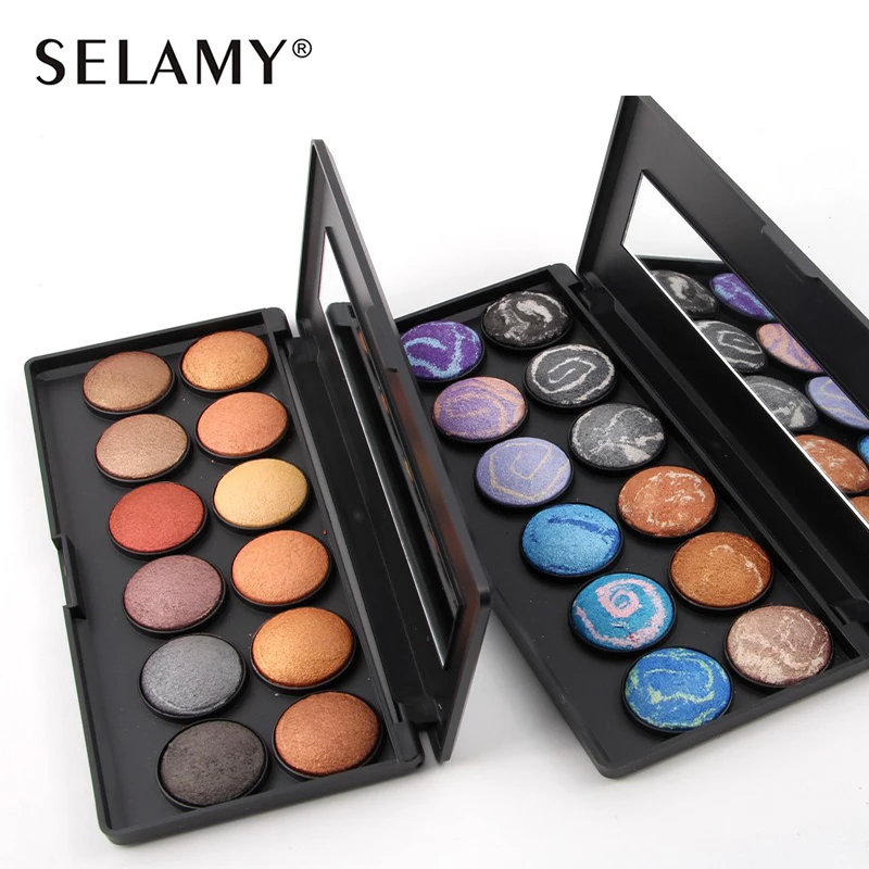 

12 Colors Eyeshadow Makeup Palette 2 Option Baking Powder Smooth Velvet Eye Shadow Kit with Mirror 30g