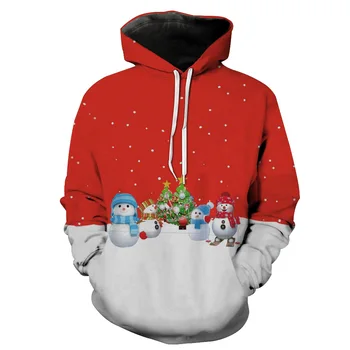 

The new Christmas snowman print series men's cardigan hooded men's Sweatshir fashion in Europe and the United States Sweatshirts