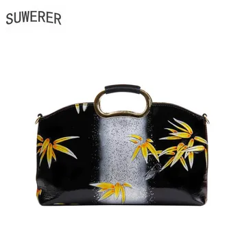 

SUWERER 2020 New Genuine Leather bag High quality cowhide fashion Embossed bag women handbags tote women leather shoulder bags