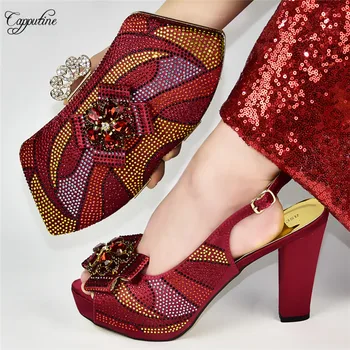 

Amazing red pumps with purse fashion ladyshoes and evening bag set 588-2, heel height 11.5cm