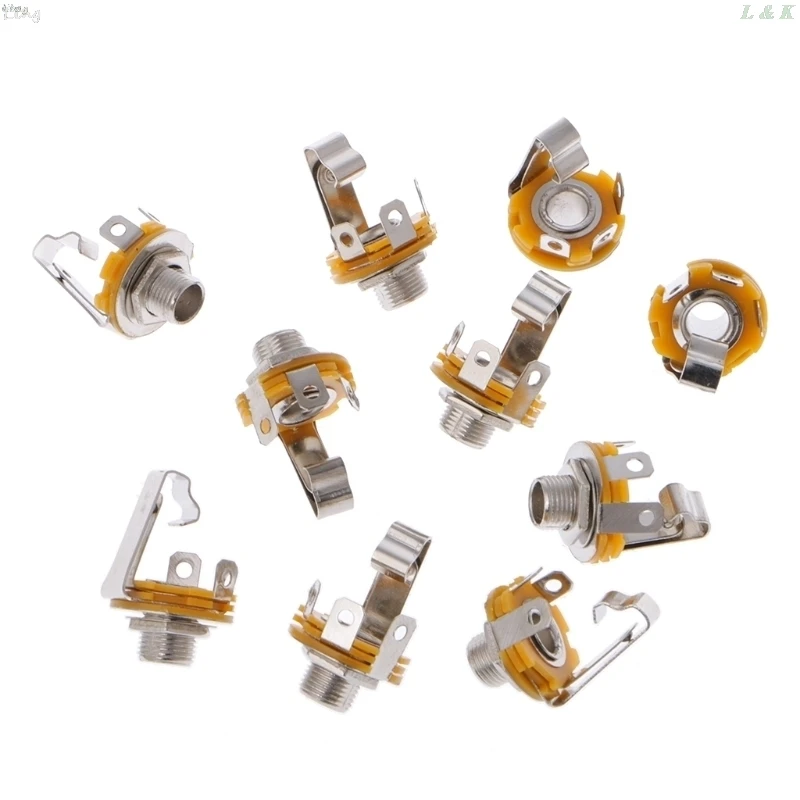 10PCS 1/4 Inch Mono Jack Socket Stratocaster Connector Female