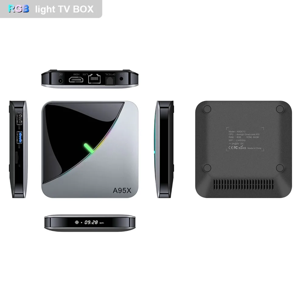 LEMADO A95X F3 Air tv Box Android 9,0 Amlogic S905X3 Ethernet 100 м 4 Гб 64 Гб 2,4G/5G wifi USB 3,0 8K YouTube Android tv Box