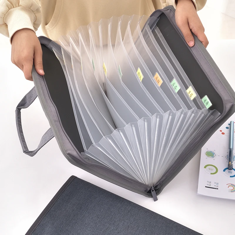 

13Pockets A4 Portable Organ Bag Water Proof Handbag Student Test Papers Folder Business Office Multi-layer Folder Deli 72560