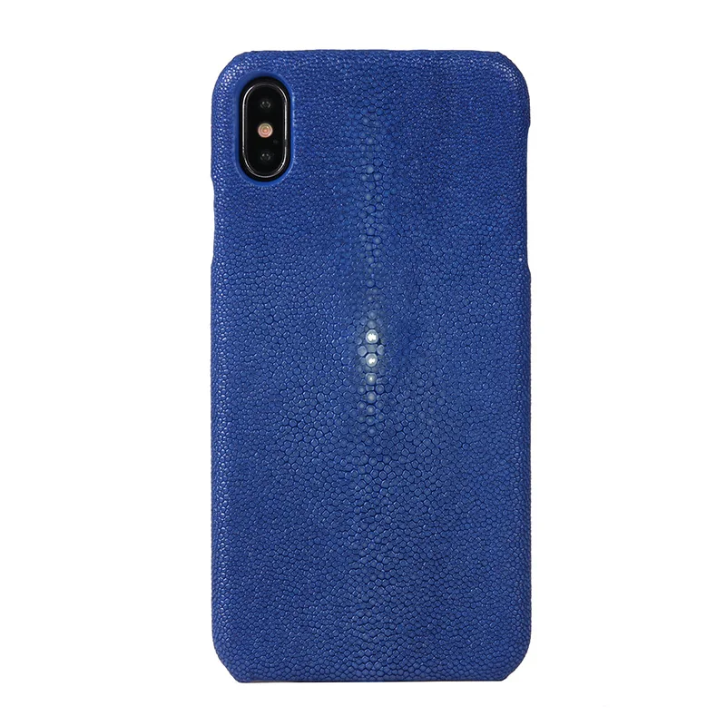Синий Роскошный кожаный чехол для iPhone X XS MAX XR настоящий жемчуг с рыбьей кожей кожаный чехол для iPhone 7 8 Plus - Цвет: Синий