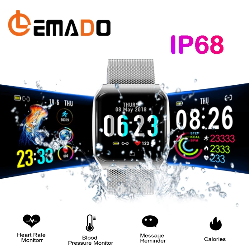 

LEMADO F9 Large Touch Screen Smart Bracelet Ip68 Waterproof Heart-Rate Blood-Pressure Social Share Call Reminder for Android IOS