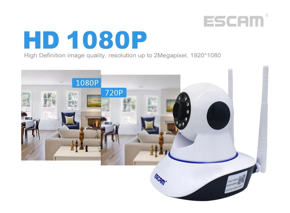 Ip-камера ESCAM G01/02 1MP 720 P/1080 p с датчиком движения PTZ