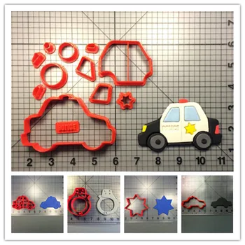 

Police car Police siren badge handcuffs shape fondant cutters for boy's decorated birthday cake cupcakes cookies