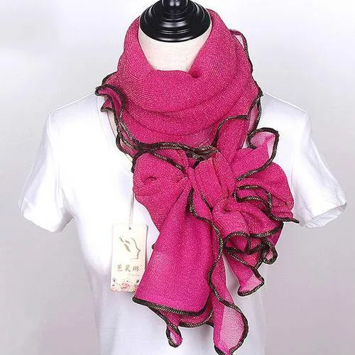Новое поступление шелковые шарфы длинные трендовые женские марлевые простой цветной шарф обёрточная Женская дышащая впитывающая пот кружевная шаль - Цвет: AA10311 rose
