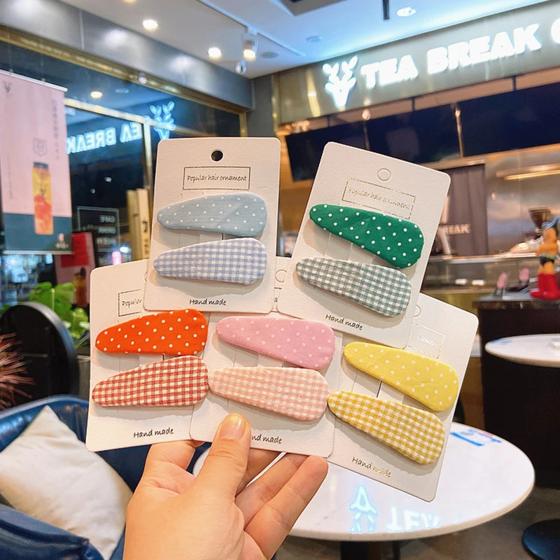 

2PC/SET New Children's Lattice Hairpin Female Baby Color Water Drop Dot Hair Buckle Parent-child Hair Jewelry