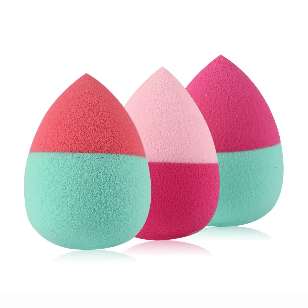 

3 Pcs/set Two-color Water Drop Puff New Powder Puff Set Makeup Sponge Stitching Color Beauty Egg Wholesale New Arrival