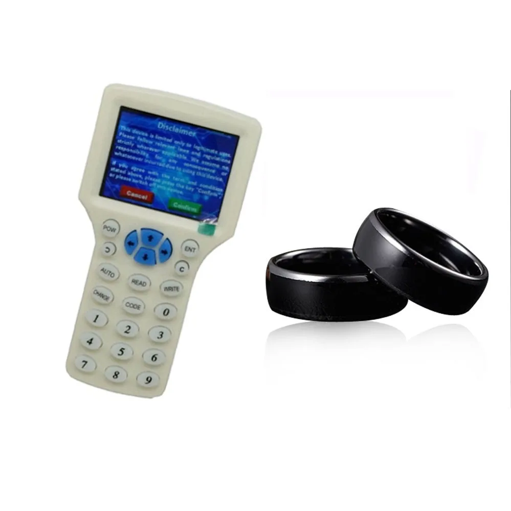 CY 125khz ring 21mm Английский язык RFID считыватель писатель Копир Дубликатор 10 частот с USB кабелем для 125 кГц 13,56 МГц карт ЖК-экран+ rfid кольцо - Цвет: CY 125khz ring 21mm