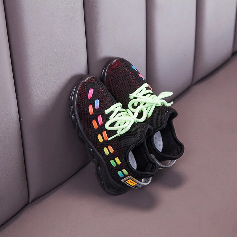 Children's sports shoes autumn trend boys and girls color breathable mesh casual shoes fashion running shoes