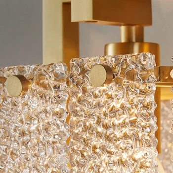 Nordic Luxury Golden Texture Glass Cubed Single Head Pendant light 6