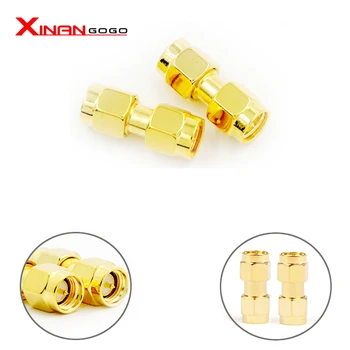 

Wholesale 50pcs SMA male (hole) to SMA male connector straight goldplated SMA adapter