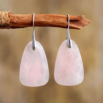 Natural Stone Earrings for Women Rose Quartzs Fancy Drop Earring Elegant Dangle Earrings Bold Jewelry Dropship Gifts