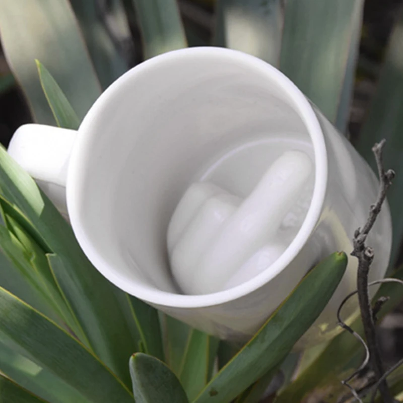 Дизайнерская белая кружка среднего пальца, стиль, чашка для смешивания кофе, молока, смешная керамическая чашка, емкость 300 мл, чашка для воды