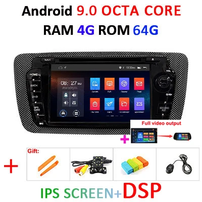 DSP ips 8 ядерный 4G 64G 2 Din Android 9,0 Автомобильный мультимедийный dvd-плеер gps Авторадио для SEAT Ibiza 2009-2013 автомобильный Радио Аудио fm obd2 - Цвет: 9.0 4G 64G IPS DSP F