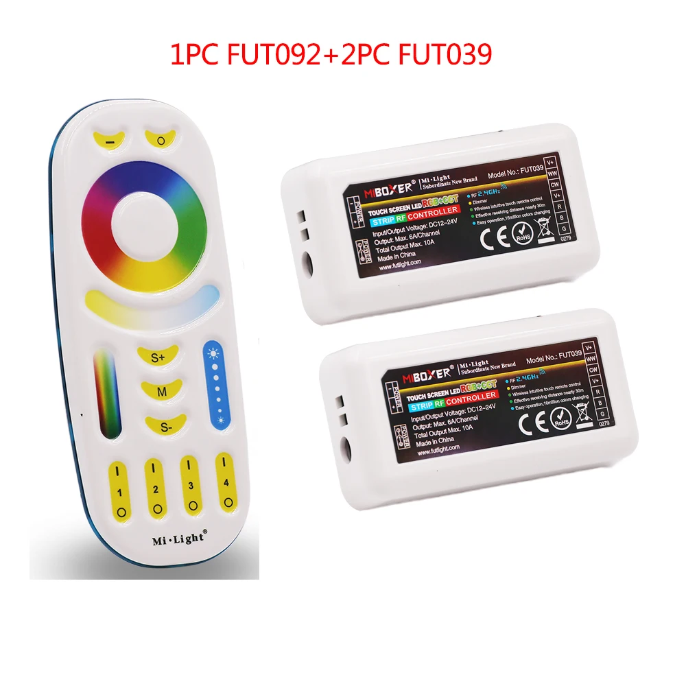 Milight RGBCCT светодиодный контроллер FUT039+ FUT092 2,4G Беспроводной 4-Зона RF сенсорный пульт дистанционного управления+ Miboxer WL-Box1 2,4 ГГц Wi-Fi контроллер - Цвет: Package 2
