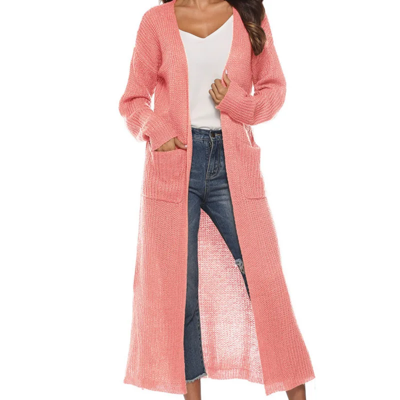 

XUXI Autumn 2020 Women Open Stitch Sweater Fashion Open-Cross long Cardigans Streetwear Casual Thin sweaters femme FZ2831
