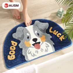 New Cartoon Cute Animals Doormat Thicken Flocking Semi-circular Entrance Mat  Floor Mat Carpet TPR Non-slip Bottom Bath Mats