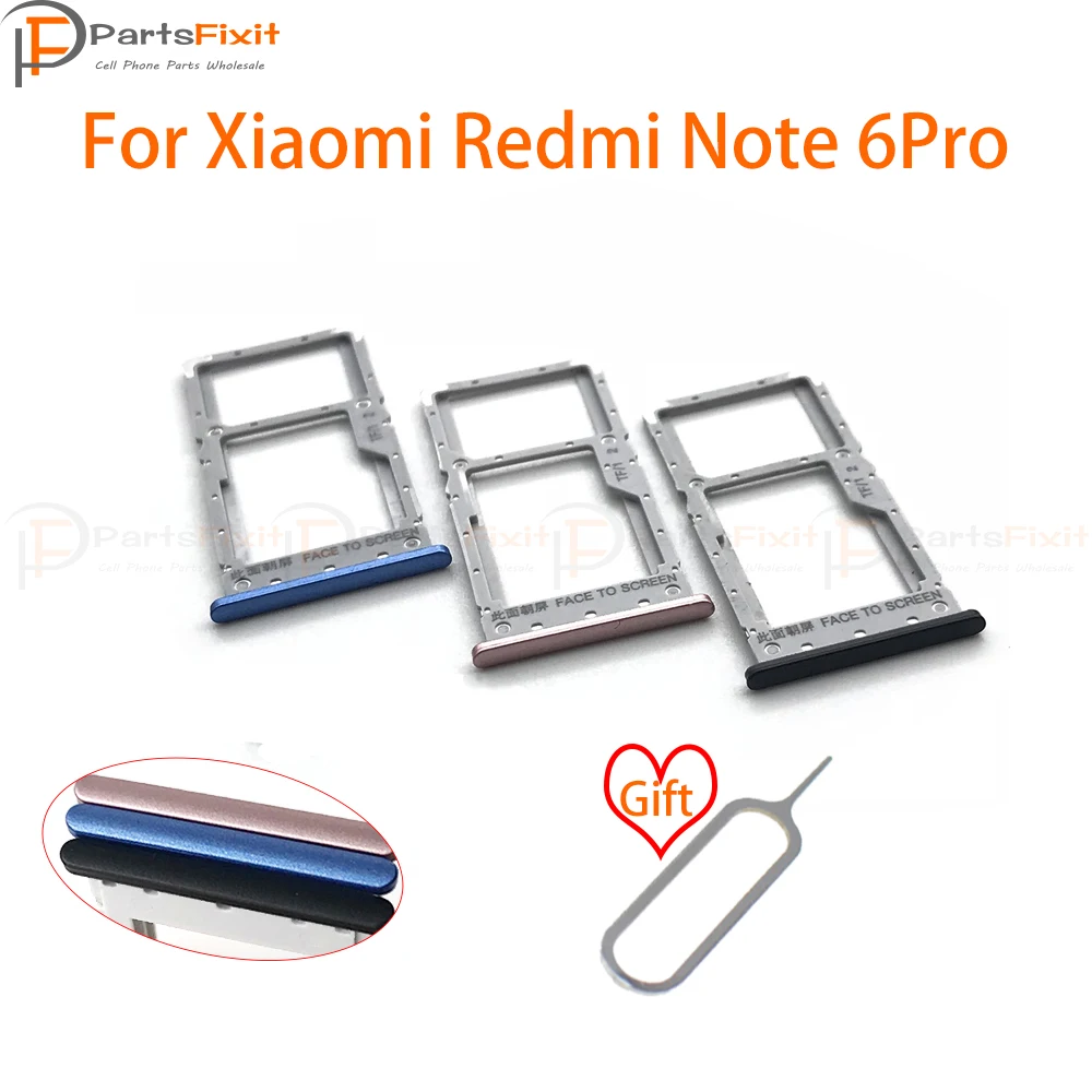Лоток для sim-карт для Redmi Note6pro, слот для sim-карты+ лоток для карт памяти Micro SD для Redmi Note 6pro, запасные части с бесплатной булавкой для извлечения