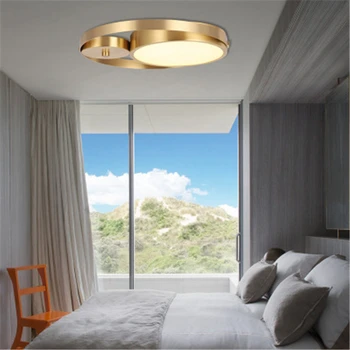 

Nordic All-copper Ceiling Lamp Round Ultra-thin Living Room Bedroom Room LAMPing Modern Minimalist LED Balcony Ceiling Lamp PC