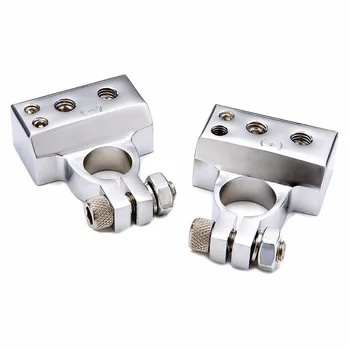 

1 Pair Car Silver Plated Battery Terminal Set 2 4 8 Gauge AWG Positive & Negative Battery Clamp Terminal
