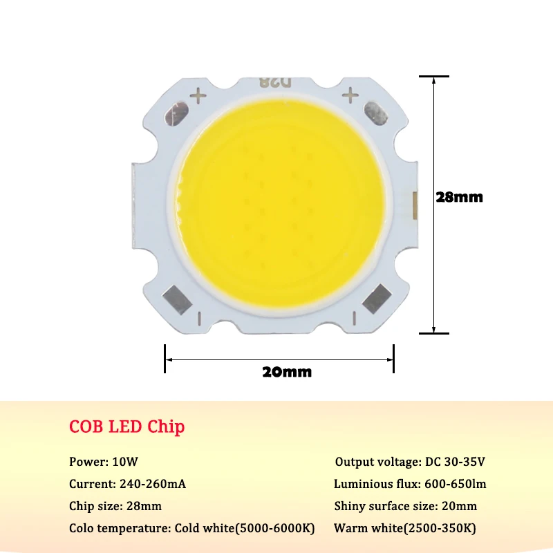 10 шт. 3 Вт 5 Вт 7 Вт 10 Вт 12 Вт 15 Вт Холодный/теплый белый светильник светодиодный COB чип лампа для cree светодиодный DIY прожектор светильник Точечный светильник s светильники - Испускаемый цвет: d-10W