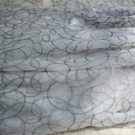 Greyish-Green Mesh Embroidery Lace Fabric DIY Romanti Party Dress | Дом и сад