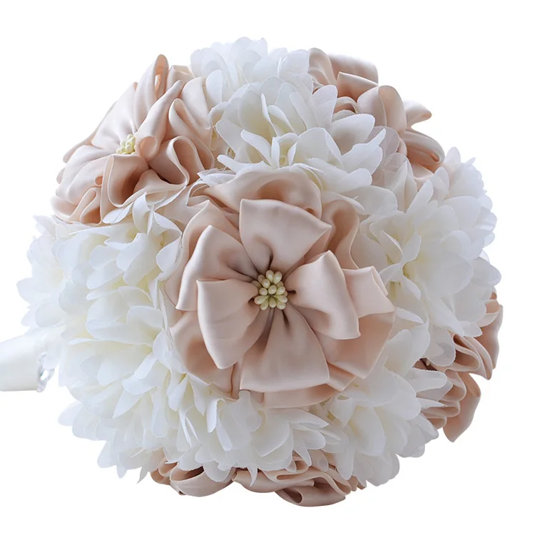 

Simple style, bridal ivory Rose Quartz bouquet, peony rose brooch pearl crystal wedding bouquet, Elegant wedding bouquets decor