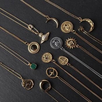 

Mix Style 925 Sterling Silver Eye Evil Coin Figure Moon Necklace 18K Gold Plated Turkish Female Necklace 925 Silver Jewelry