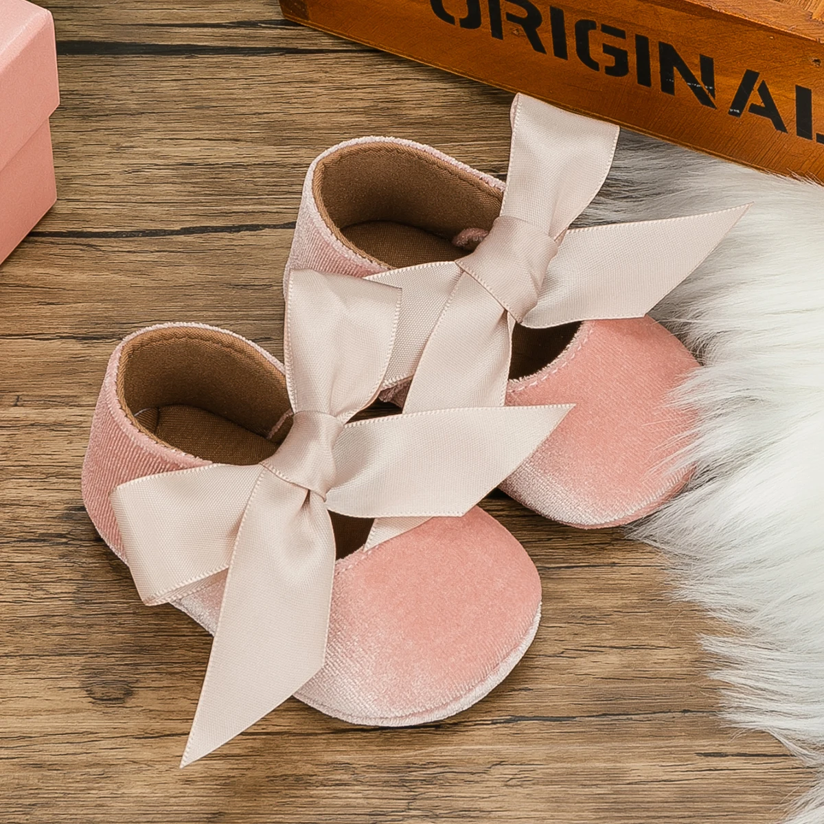 KIDSUN Baby Shoes Girls Princess Shoes Infant Toddler Non-slip Flat Soft-sole Cotton Rubber Cute Bow-knot First Walkers Newborn 2