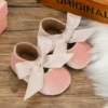 KIDSUN Baby Shoes Girls Princess Shoes Infant Toddler Non-slip Flat Soft-sole Cotton Rubber Cute Bow-knot First Walkers Newborn 2