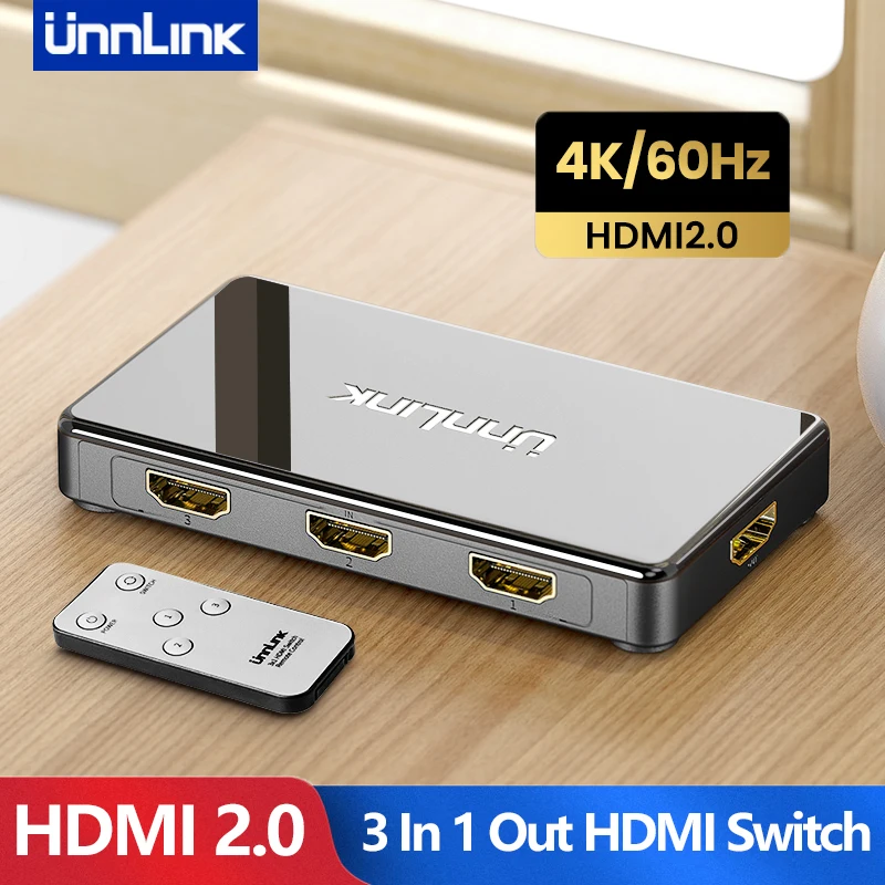 Unnlink HDMI 2.0 Switch 3 In 1 Out 4K 60Hz Switcher for Xiaomi Mi Box XBOX 360 TV PS5/4/3 HD With Controller | Электроника