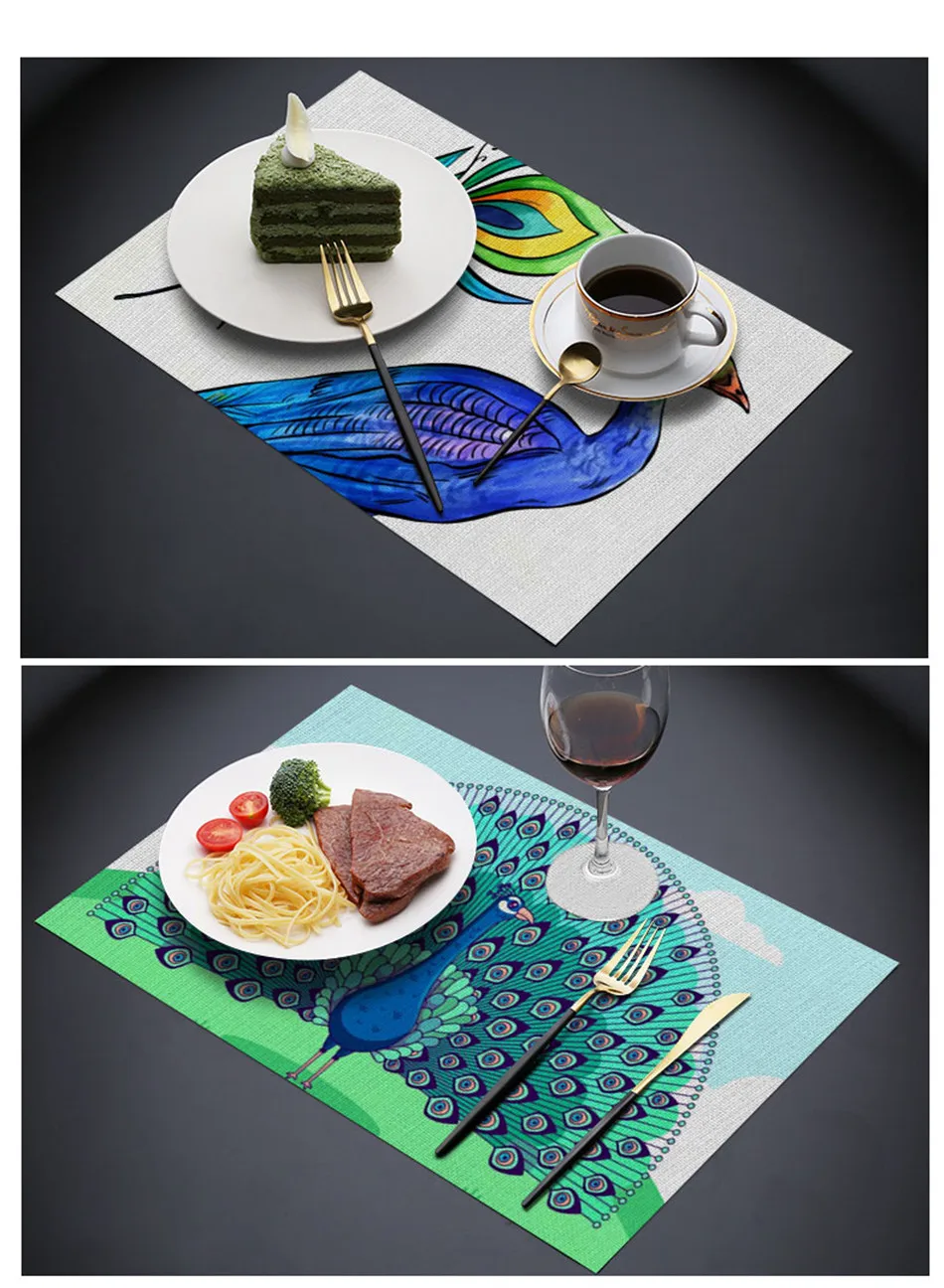 Fuwatacchi Павлин узор подставки для напитков обеденный стол салфетки для ресторана полиэстер Кофе Чай Вечерние коврики Декор