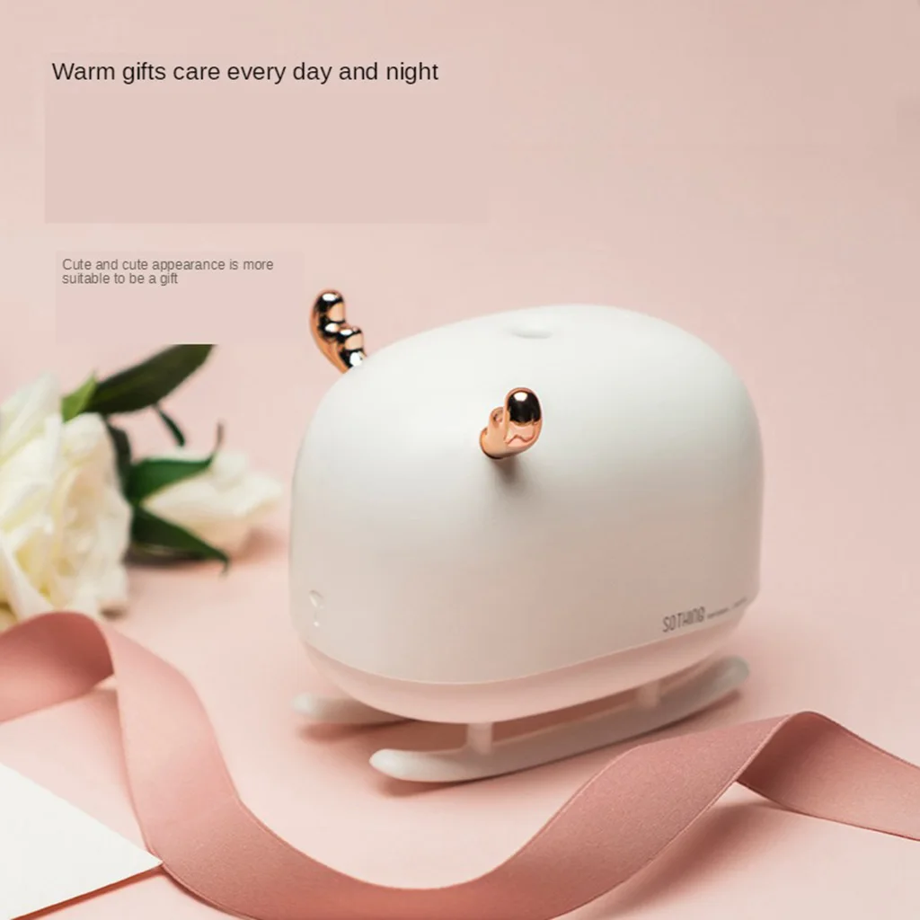 USB Cool Mist Deer Humidifier Water Sprayer for Desktop Office with LED Night Light Lamp