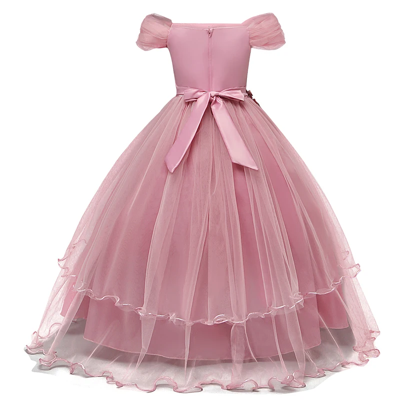 Rainbow Unicorn Cosplay Girl Dress Party Elegant Flower Lace Long Tutu Formal Ball Gown Princess Baby Dresses 5 7 8 12 14 Years