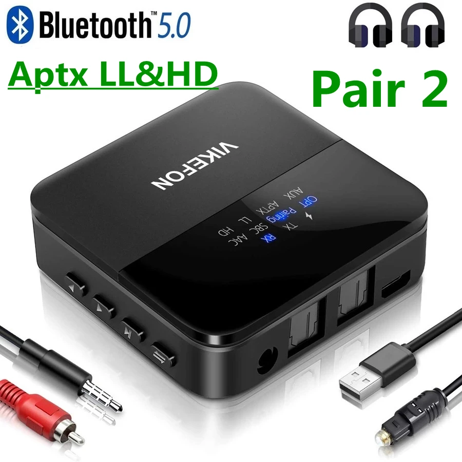 Bluetooth 5.0 Audio Transmitter Receiver AptX HD LL Low Latency CSR8675 Wireless Adapter RCA SPDIF 3.5mm Aux Jack for TV PC Car