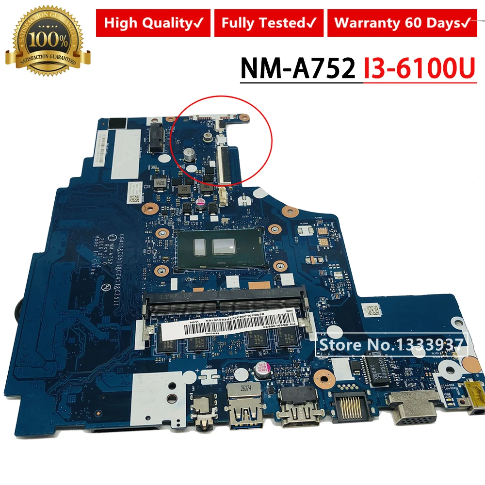 

For lenovo 310-15ISK notebook laptop motherboard I3-6006U NM-A752 FRU 5B20L35833 mainboard