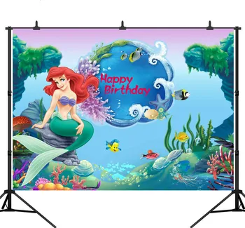 

Mermaid Princess Birthday Party Photography Backdrops Seabed Shell Backgrounds