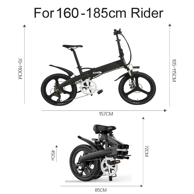 G660 20 Inch Folding Electric Bicycle, 240W/500W Powerful Motor,48V 7.8Ah/14.5Ah Hidden Battery, Aluminum Alloy Frame Mountain