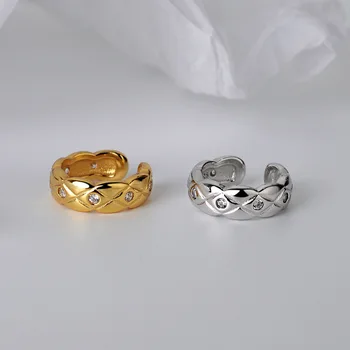 

Korean-Style Simple Non-Mainstream Design S925 Sterling Silver Woven Ear Clip Female Ins Pierceless Diamond Set Ear Clip