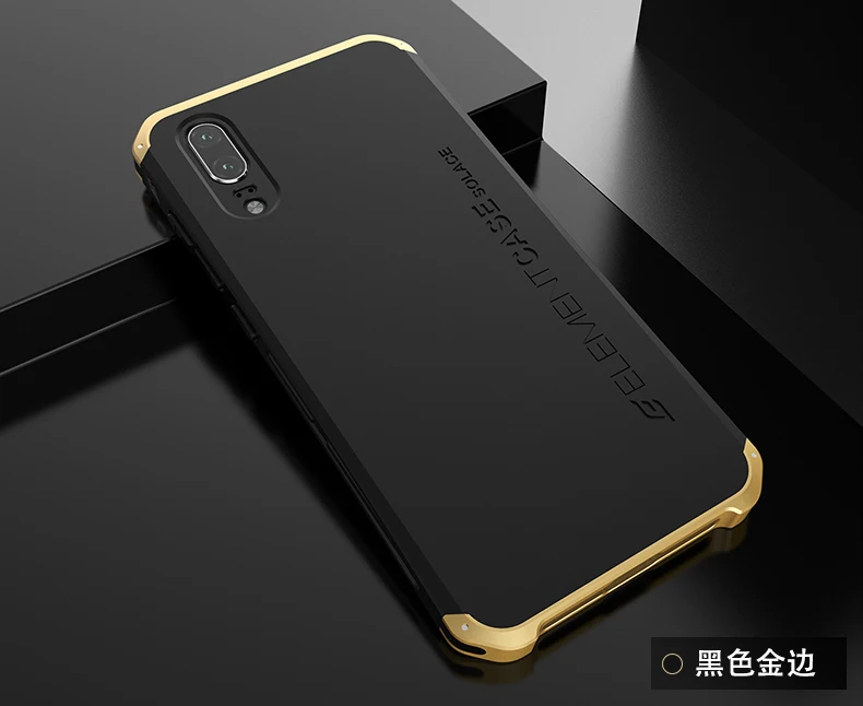 Для huawei p20 чехол Роскошный элемент телефонные чехлы с дизайнерским алюминием и ПК корпус для huawei P10 Plus mate 9 honorv 8 - Цвет: Black gold
