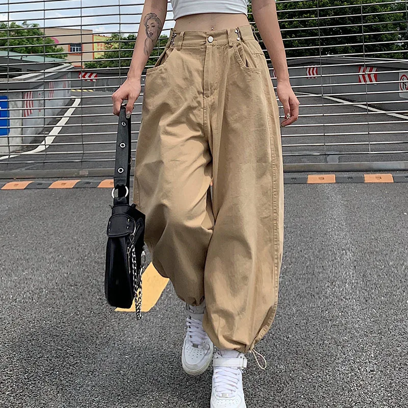 womens baggy khaki cargo pants