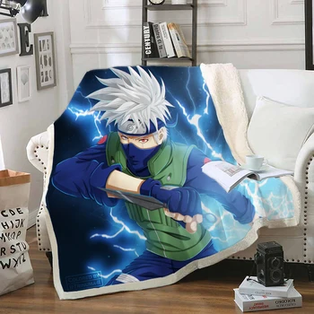 

Anime Naruto Funny Character Blanket 3D Print Sherpa Blanket on Bed Home Textiles Dreamlike Style 26